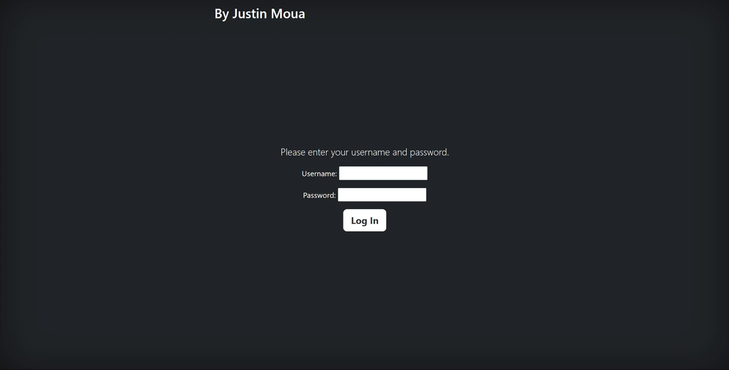 An image of the demo's log in page.
